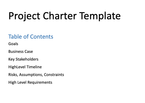 Project Charter Index