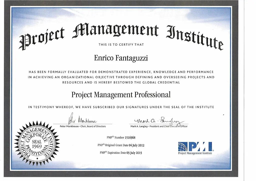 Certificazione Project Management Professional 2012